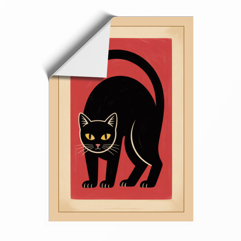 Silhouette Cat Mid-Century - Framed Print, Unframed, A1 - 84.1 x 59.4 cm