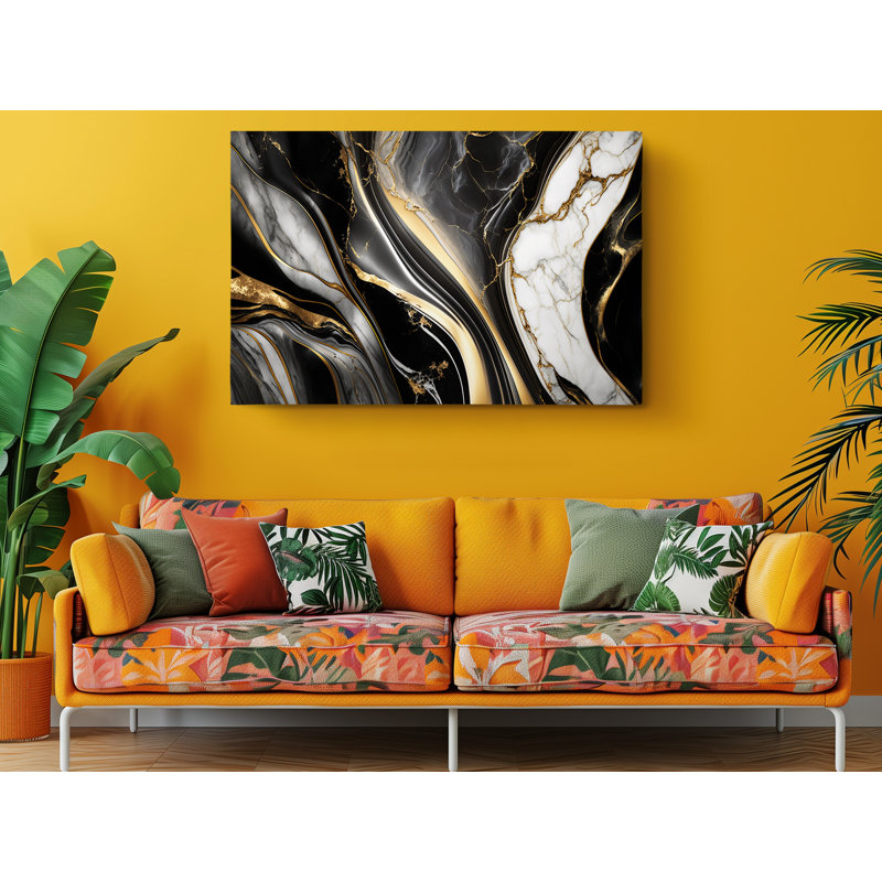 Marbre sur toile, H 16 po x l 24 po x P 1 po