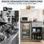 Îlot de cuisine 41,7 pouces avec mini espace réfrigérateur, prise et rangement-862484871-862484873