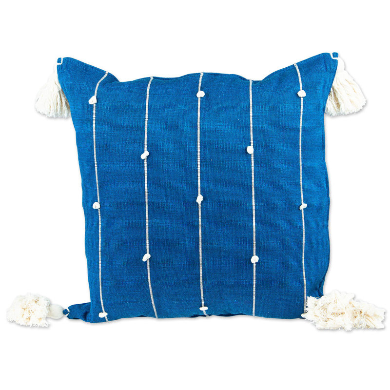  Housse de coussin rayé carré bleu
