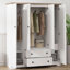 Armoire penderie 4 portes avec 2 tiroirs, blanc
