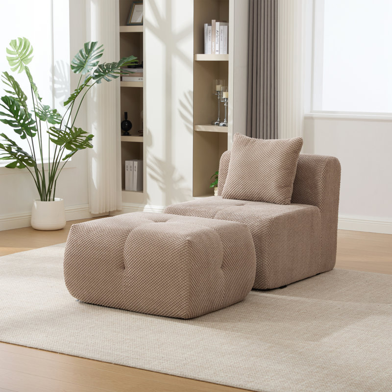 Fauteuil d'appoint rembourré en mousse avec repose-pieds l 31 po, Taupe