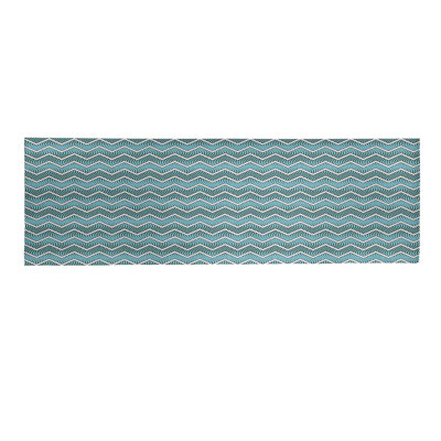 Tapis gris/bleu ondulé chevrons