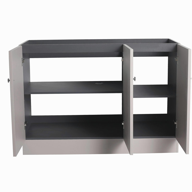 Meuble-lavabo autoportant 48 po et 3 portes d'armoire à fermeture en douceur (emballage KD) - sans le lavabo