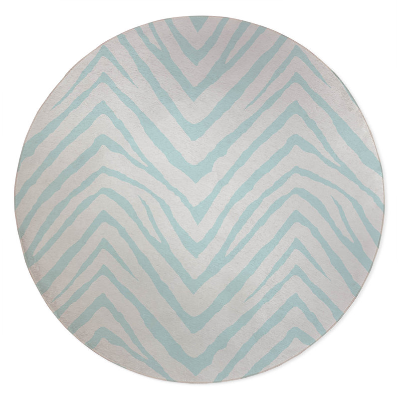Zebra Stripe Non-Slip Outdoor Rug, Round 5'
