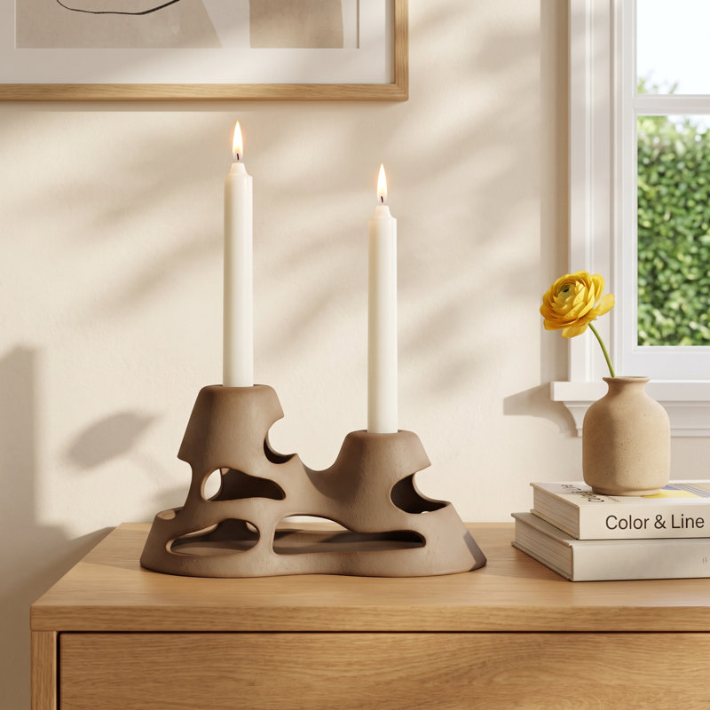6'' H Concrete / Cement Tabletop Candlestick