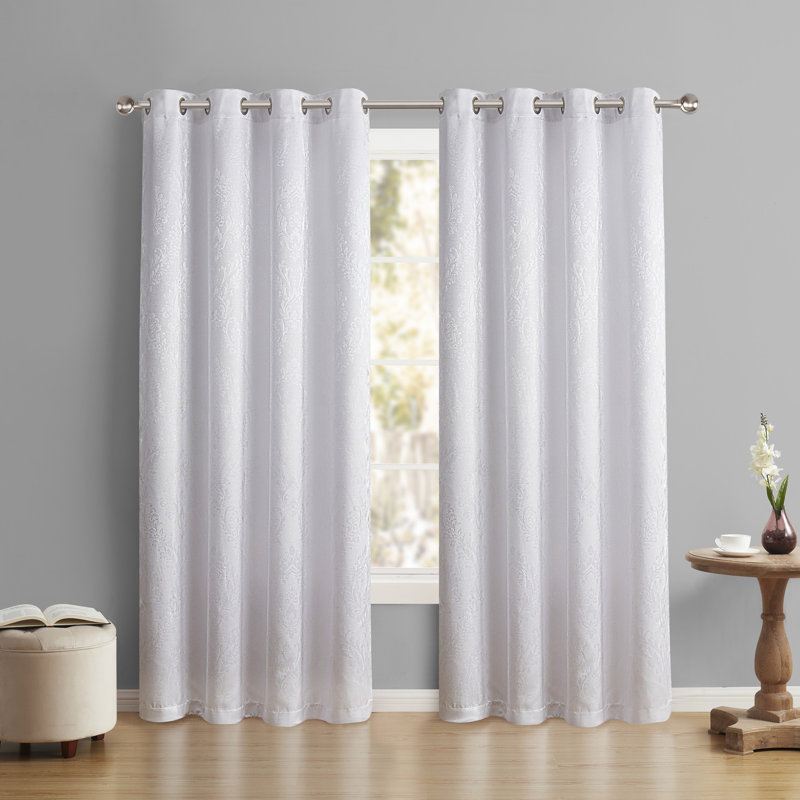 Rideau en polyester Kaci, L 52 po x L 84 po, Blanc