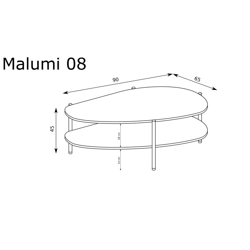 Four Leg Coffee Table with Storage, Cashmere