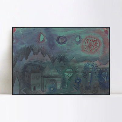 Impression sur toile encadrée, "Giclee Signs in the Sky" par Paul Klee Wall Art Living Office Home Decorations (cadre en bois de couleur mince, 16 po x 24 po)