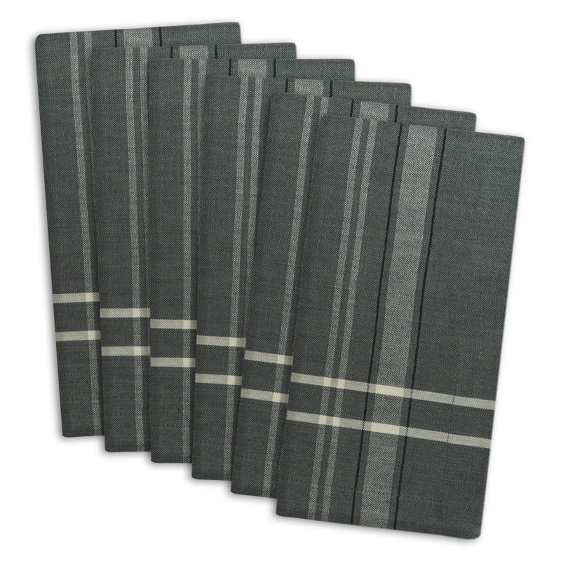 Shelton Cotton Blend Striped Square Napkin, Gray Chambray