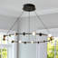 Lustre de salle à manger à 20 lumières DEL à roulettes noires sur roulettes