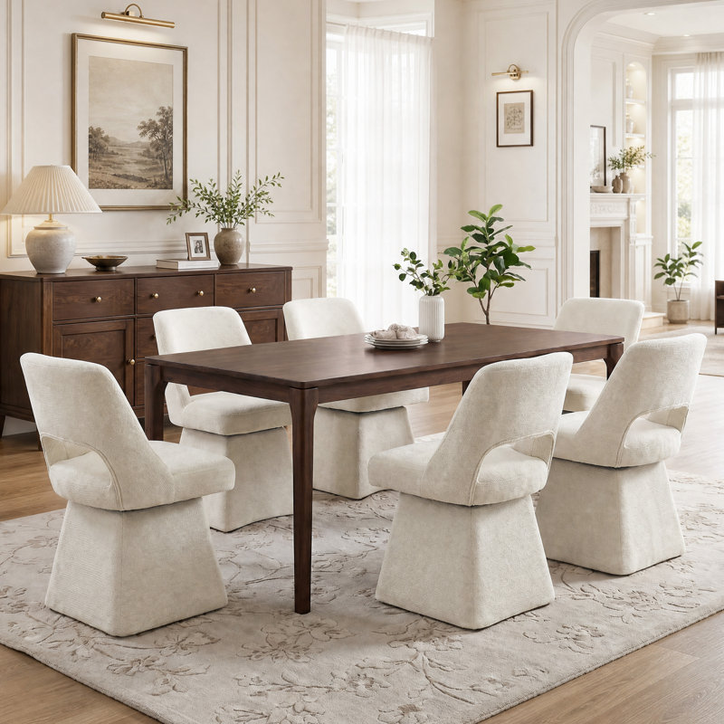 Chaise pivotante en chenille moderne, dossier ouvert - Conception rotative à 360 ° pour la salle à manger, Beige