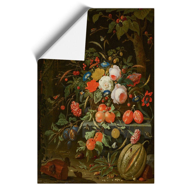 Still Life With Flowers And Fruit Vol.2 by Abraham Mignon - No Frame Painting, 30cm H x 21cm W x 0.1cm D