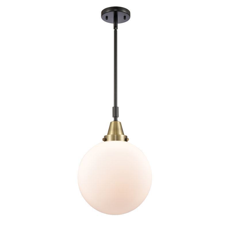 Luminaire suspendu à 1 lumière Lorri, Blanc mat, H 47,12 po x l 10 po x P 10 po, Laiton antique noir