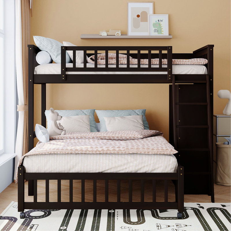 Twin Over Full Wooden Bunk Bed With 6 Storage Drawers, Versatile Shelves, -Colored Construction & 6 Capacity Utilization