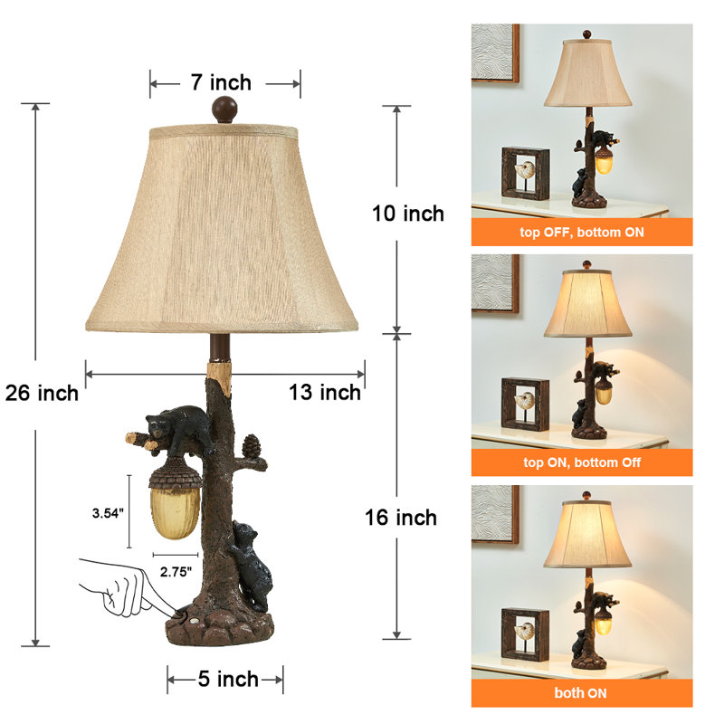 Lorain 26" Dimmable Farmhouse Rustic Resin USB-A/C Table Lamp with Night Light