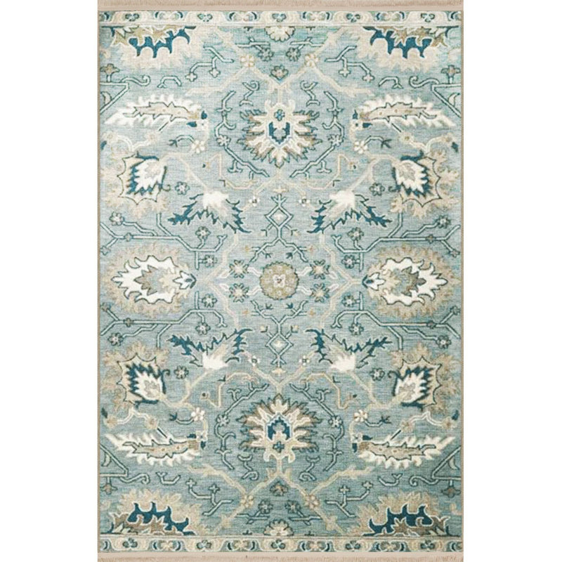 Tapis décoratif lavable à la machine bleu clair à motif floral et floral, Tapis de couloir 3 pi 3 po x 9 pi 10 po