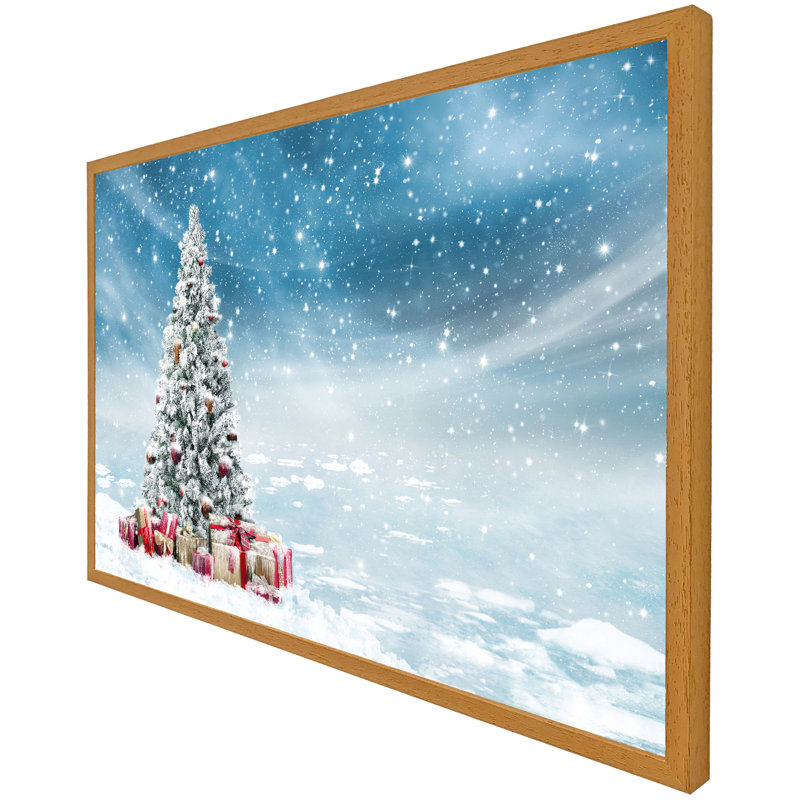Dambrosio Evening Village Winter Landscape - Single Picture Frame Print, 41cm H x 61cm W x 4cm D, Oak