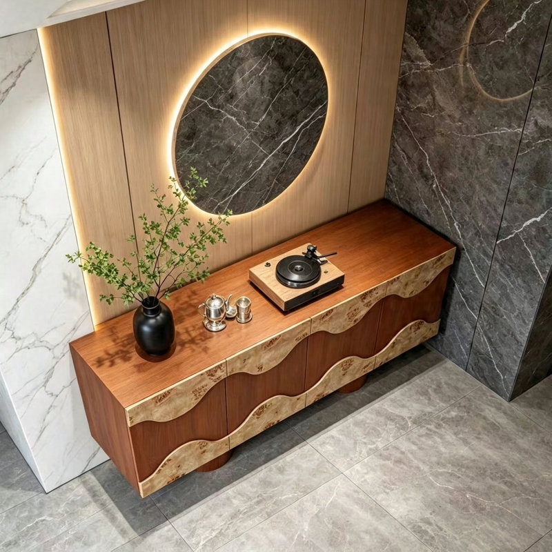 Buffet grande capacité de style rétro, H 31,5 po x l 78,74 po x P 17,72 po