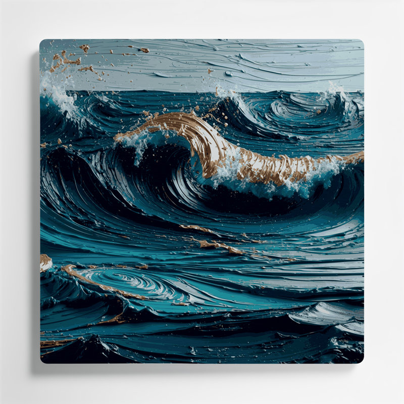 Art mural nautique abstrait bleu nautique, H 12 po x l 12 po