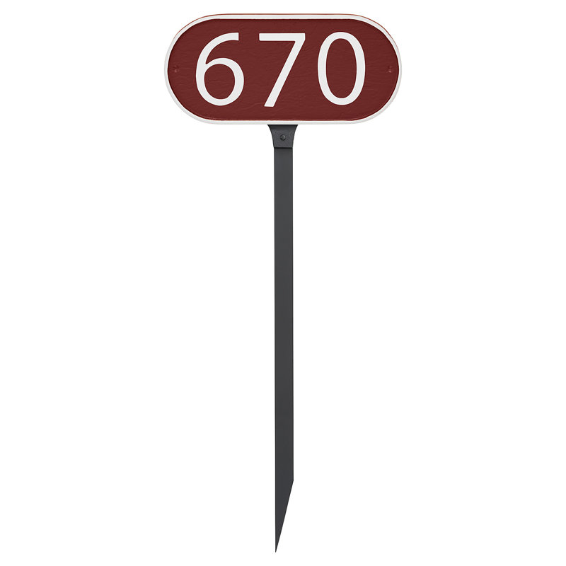 Enseigne d’adresse pour pelouse sur 1 ligne, Rouge, Blanc