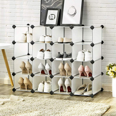 16 Pair Stackable Shoe Rack
