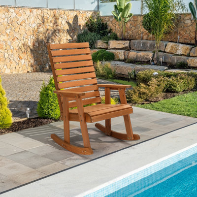 Fir Patio Wooden Rocking Chair by Highland Dunes