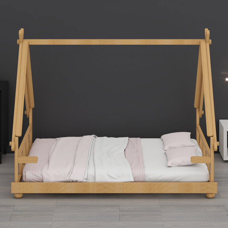 Lit maison avec tente et lumière, Beige/vert