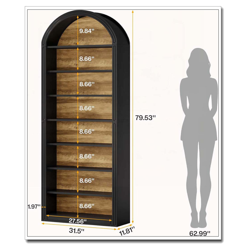 Étagère de rangement ouverte 79,53 "à 8 niveaux 79, Noir