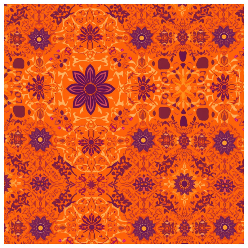 Orange Purple Mandala Pattern Blankets, 50in W x 60in H