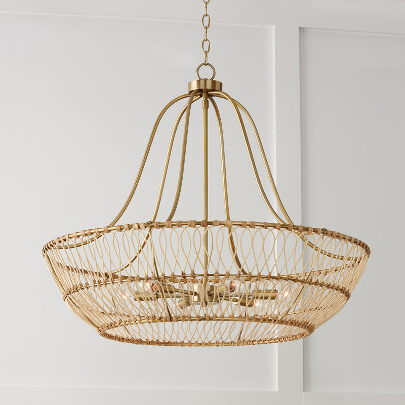 Wren 6-Light Matte Brass Empire Chandelier with Artisan Loop Design