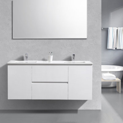 Layla-Mae 59.5'' Double Bathroom Vanity with Quartz Top