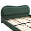 Très grande base de lit tapissier plateforme avec tête de lit arrondie à coins arrondis, lattes en bois, pieds en bois de chêne massif, tissu chenille, aucun sommier requis, assemblage facile, vert olive-850349271