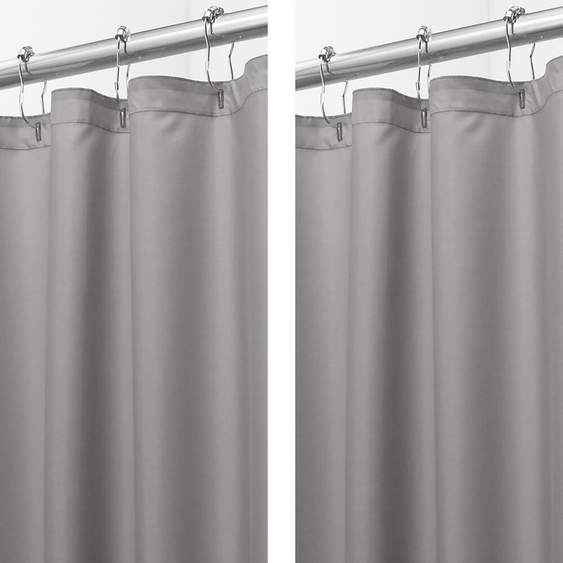 Ensemble de 2 rideaux de douche en polyester uni iDesign - 72 po x 72 po - Blanc, Gris