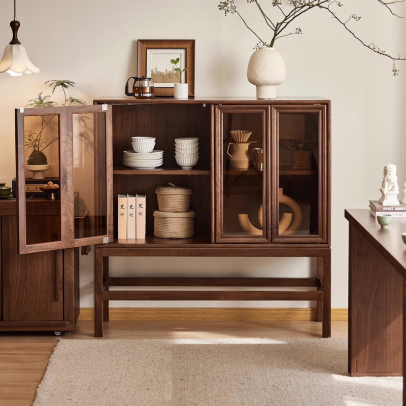 Buffet multifonctionnel en bois massif, Walnut