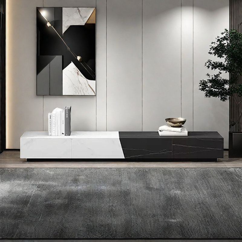 Meuble télé simple en pierre frittée de style italien, 86.6"