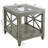 Glass Top Farmhouse End Table with Storage Shelf, Gray Wood Accent Side Table with Decorative X-Cross Panels for Living Room-1230876127