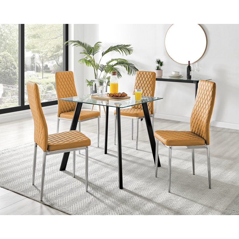 4 - Person Dining Set, Yellow/Silver