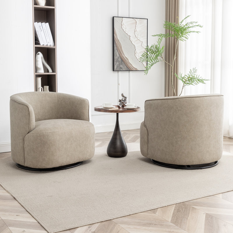 Fauteuil demi-tonneau pivotant Jalena, Polyester gris clair