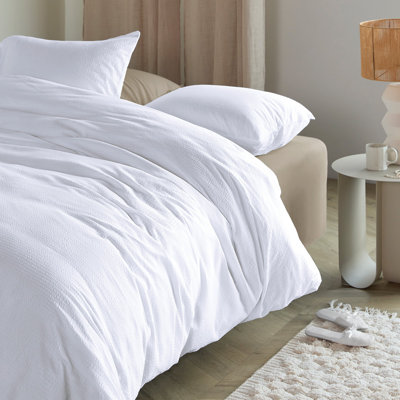 Waffle white duvet cover set