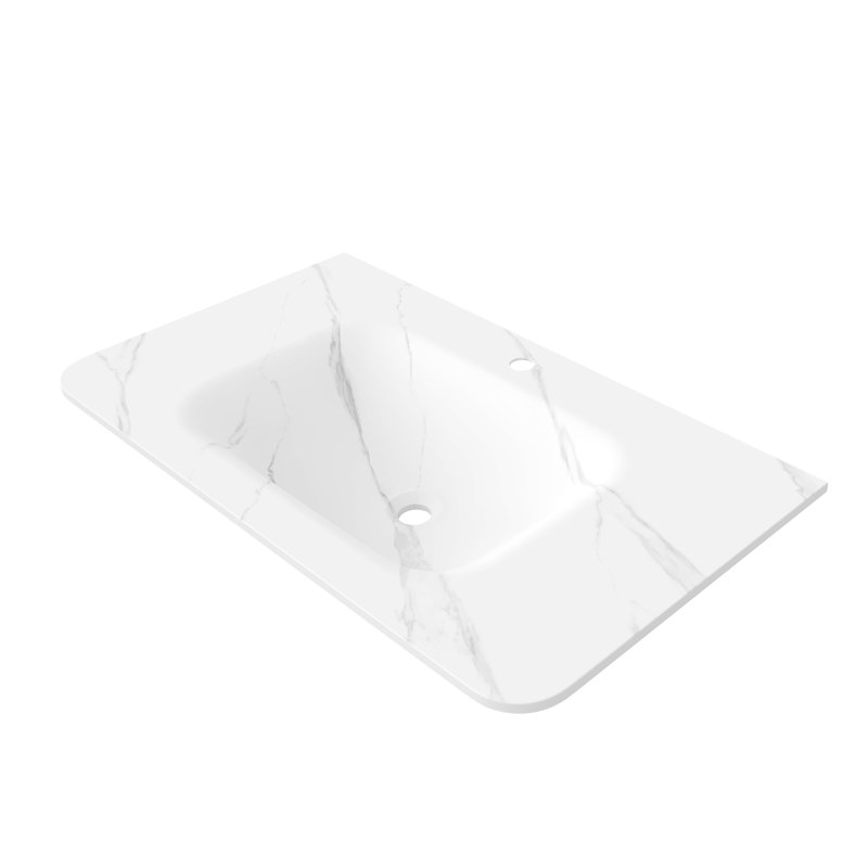 Carrara White Sintered Stone Hot-Bent Integrated Basin ONLY, NO Cabinet, NO Faucet And Drain, Suitable For NOOR, ZANE, Etc.