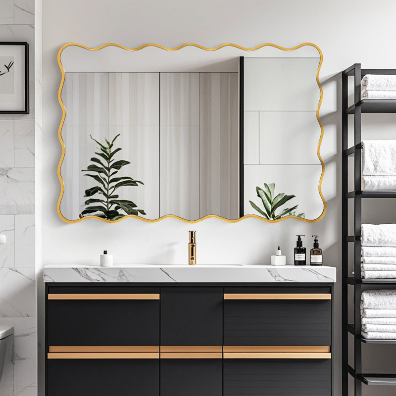 Miroir mural Wavy, Doré