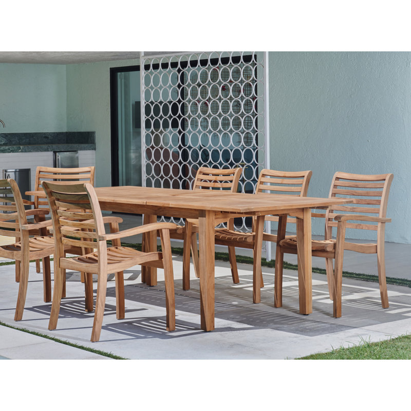 Manorhouse Rectangular Teak Outdoor Dining Table With Built-in Extension
