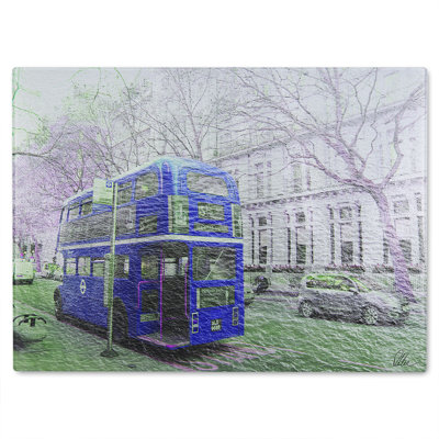 London Bus Behind Glass Chopping Board