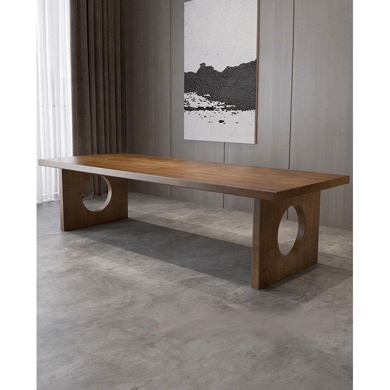 Bureau moderne en bois massif minimaliste avec pieds circulaires, H 29,53 po x l 94,49 po x P 39,37 po