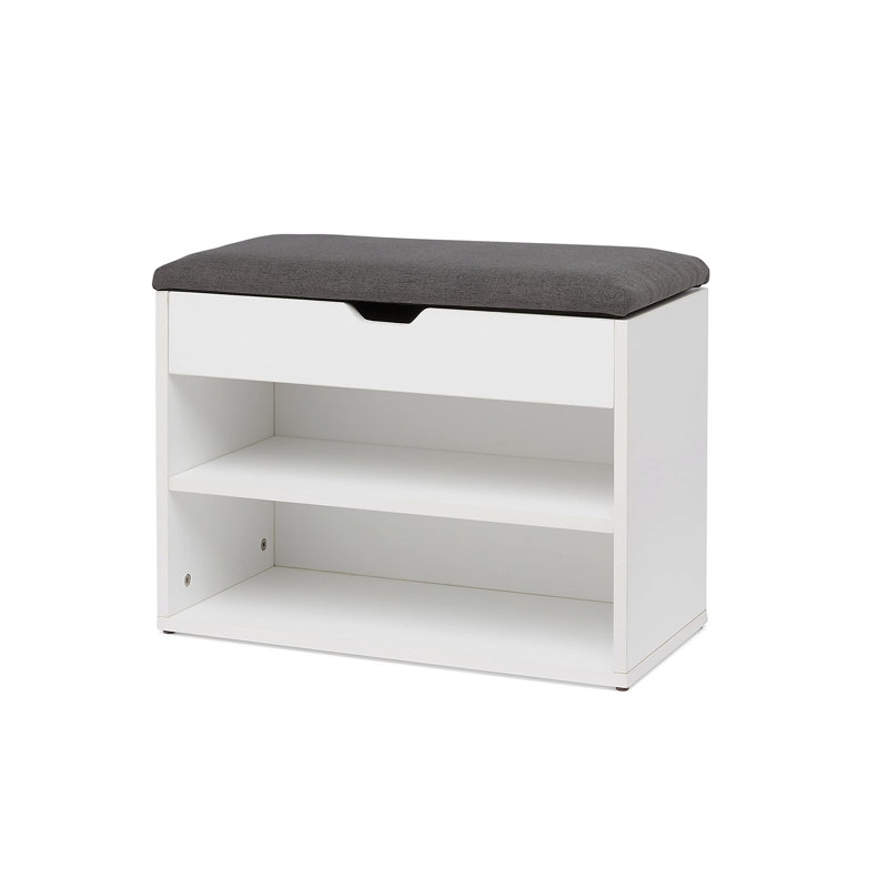 6 Pair Shoe Storage Bench, White/Grey