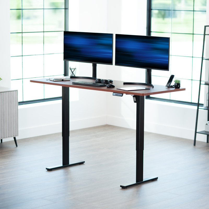 Bureau électrique à moteur simple VIVO avec contrôleur de mémoire à bouton-poussoir, H 48,5 po x l 71 po x P 30 po