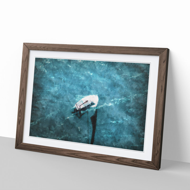 Scow Boat out Sailing - Picture Frame Graphic Art, Walnut Framed, 27cm H x 36cm W x 2cm D
