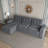 Corduroy Tufted 3-Seat Sofa Spacious Seats L-Shaped Apartment Couch-117494390