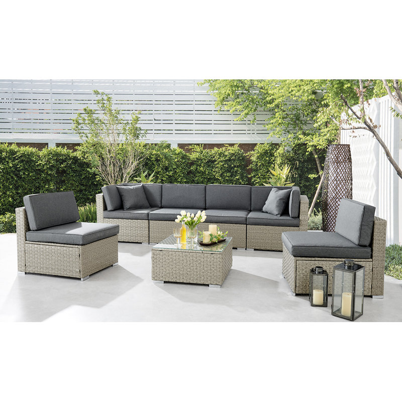 Erke 5 - Person Seating Group with Cushions, Light Grey, Grey